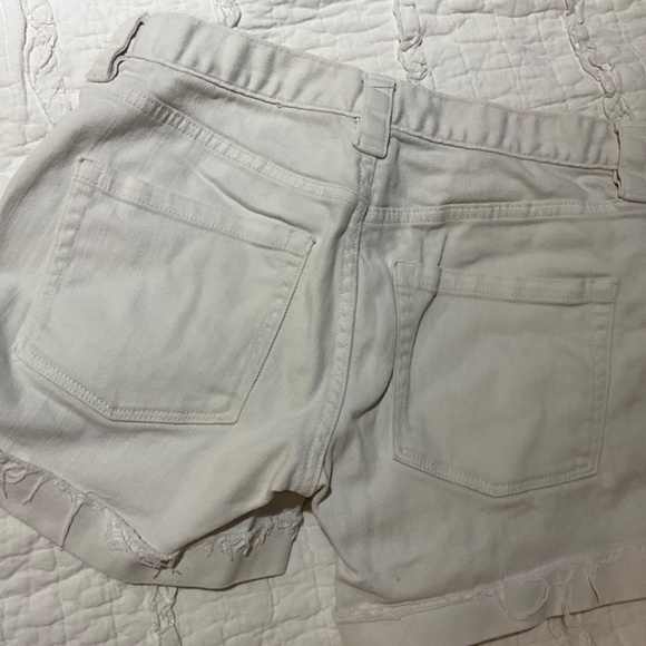 J.Crew Stretch Denim Roll Up Cuffed Jeans Cutoff Shorts White Size 4 - Picture 7 of 13